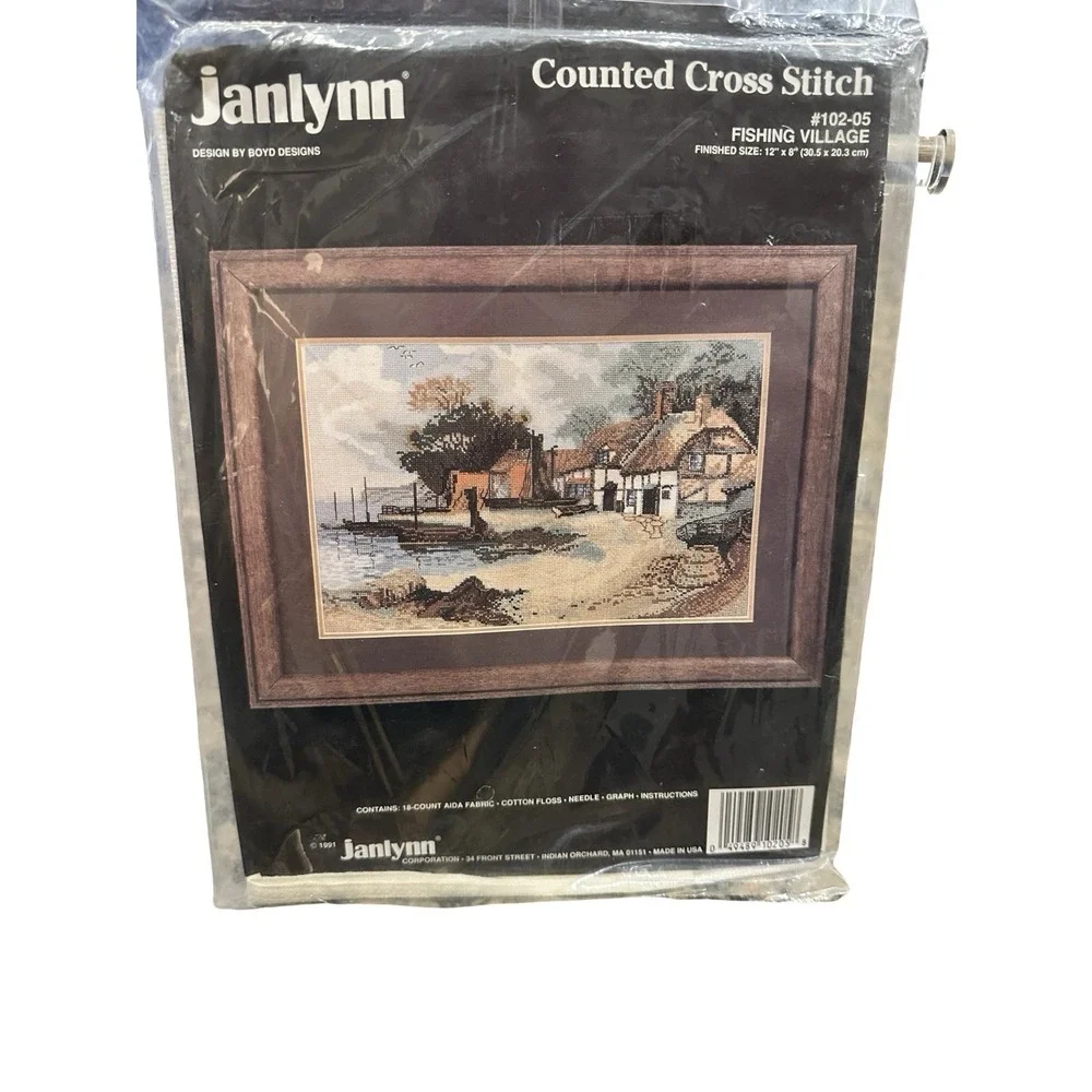 Janlynn FISHING VILLAGE Cross Stitch Kit 102-05 NEW‎ Boyd Designs